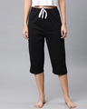 Shop Black Solid Capri-Front