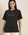 Shop Black Typographic T Shirt-Front