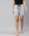 Shop Women's Grey Mid-Rise Shorts-Front