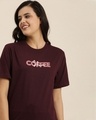 Shop Maroon Typographic T Shirt-Front
