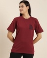 Shop Maroon Typographic T Shirt-Front