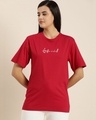 Shop Red Typographic T Shirt-Front