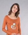 Shop Queen Daisy Scoop Neck Full Sleeve T-Shirt (DL)-Front