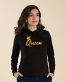 Shop Queen Gold Print Fleece Hoodies-Front