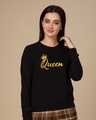 Shop Queen Gold Print Fleece Light Sweatshirt-Front