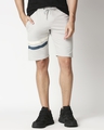 Shop Quiet Grey Men's Solid One Side Printed Strip Shorts-Front