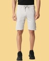 Shop Quiet Grey Men's Solid Side Tape Pocket Shorts-Front