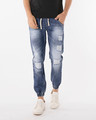 Shop Racing Blue Ripped Denim Joggers-Front