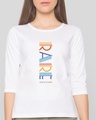 Shop Rare AF Round Neck 3/4 Sleeve T-Shirt White-Front