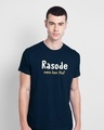 Shop Rasode Me Kon Tha Hlaf Sleeve T-Shirt Navy Blue-Front