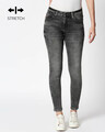 Shop Raven Black Blue Distressed Mid Rise Stretchable Women's Jeans-Front