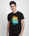 Shop Real Music Lover Half Sleeve T-Shirt Black-Front