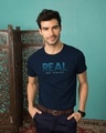 Shop Real Not Perfect Half Sleeve T-Shirt Navy Blue-Front
