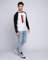 Shop Rebel Stripe Full Sleeve Raglan T-Shirt White-Black-Design