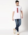Shop Rebel Stripe Half Sleeve Hoodie T-shirt White-Design