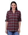 Shop Women's Brown Checkered Casual Shirt-Front