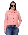 Shop Women's Pink Denim Jacket-Front