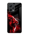 Shop Red Angry Lion Premium Glass Case for Redmi Note 12 Pro+ 5G (Shock Proof, Scratch Resistant)-Front