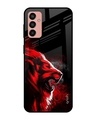 Shop Red Angry Lion Printed Premium Glass Cover for Samsung Galaxy M13 (Shock Proof, Scratch Resistant)-Front