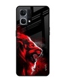 Shop Red Angry Lion Printed Premium Glass Case for Oppo F21s Pro (Shock Proof,Scratch Resistant)-Front