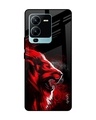 Shop Red Angry Lion Printed Premium Glass Case for Vivo V25 Pro (Shock Proof,Scratch Resistant)-Front