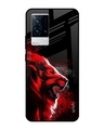 Shop Red Angry Lion Printed Premium Glass Cover for IQOO9 5G (Shock Proof, Scratch Resistant)-Front