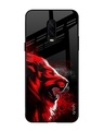 Shop Red Angry Lion Printed Premium Glass Cover For OnePlus 6T (Impact Resistant, Matte Finish)-Front