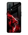 Shop Red Angry Lion Printed Premium Glass Cover For OnePlus Nord CE (Impact Resistant, Matte Finish)-Front