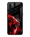 Shop Red Angry Lion Printed Premium Glass Cover For OnePlus Nord (Impact Resistant, Matte Finish)-Front