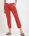 Shop Women's Red All Over Geometric Printed Pyjamas-Front