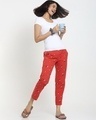 Shop Women's Red All Over Geometric Printed Pyjamas-Full