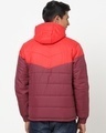 Shop Men's Red Color Block Hooded Puffer Jacket-Design