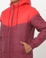 Shop Men's Red Color Block Hooded Puffer Jacket