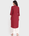 Shop Women's Red Dahlia Mandarin Collar 3/4th Sleeve Long Kurta-Design