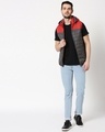 Shop Men's Red & Grey Puffer Jacket With Detachable Hoodie