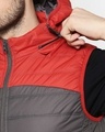 Shop Men's Red & Grey Puffer Jacket With Detachable Hoodie