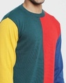 Shop Men's Blue & Red Color Block Flat Knit Sweater
