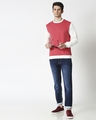 Shop Red Melange Contrast Sleeve Fleece Sweatshirt