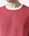 Shop Red Melange Contrast Sleeve Fleece Sweatshirt