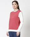 Shop Women's Red Melange Contrast Sleeve Sweater-Design