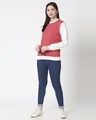 Shop Women's Red Melange Contrast Sleeve Sweater