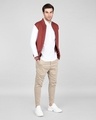 Shop Men's Red & White Color Block Varsity Bomber Jacket