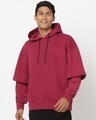 Shop Men's Plum Red Oversized Layered Hoodie-Front