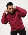 Shop Men's Plum Red Plus Size Oversized Layered Hoodie-Front