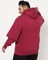 Shop Men's Plum Red Plus Size Oversized Layered Hoodie-Design