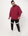Shop Men's Plum Red Plus Size Oversized Layered Hoodie-Full