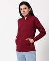 Shop Women's Red Zipper Bomber Jacket-Design