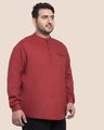 Shop Red Plus Size Solid Mandarin Collar Shirt-DAVE-Design