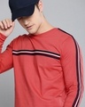 Shop Red Solid Full Sleeves T-Shirt-Front