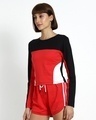 Shop Women's Red & Black Color Block Relaxed Fit Short Top-Design